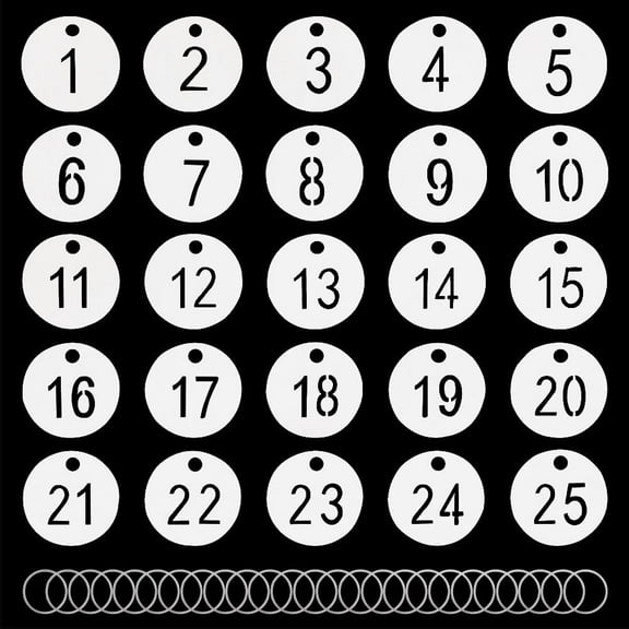 Stainless Steel Numbered Key Tags 1-25 Number Tag 30mm Round ID Tags Key Chain Hollowed Numbered Tags with Key Rings diy