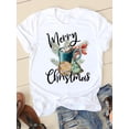 thumbnail image 2 of Camiseta con estampado navideño de estilo acuarela para mujer, ropa de Año Nuevo con cuello redondo, camiseta informal con estampado de los años 90, 2 of 5