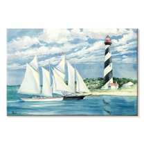 Elephant Stock Passing The Light Wall Art - Horizontal Canvas Wall Art - Living Room Wall Decor - Transportation Canvas - Blue And White Decor By Paul Brent - 30" x 20"