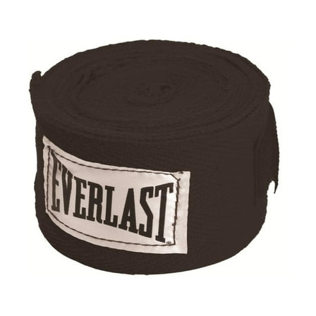 Everlast 108" Boxing Hand Wraps – Black, Poly-Cotton, Adjustable Strap, 2-Pack