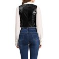 thumbnail image 5 of Allegra K Women's Steampunk Waistcoat Sleeveless PU Faux Leather Suit Vest, 5 of 6
