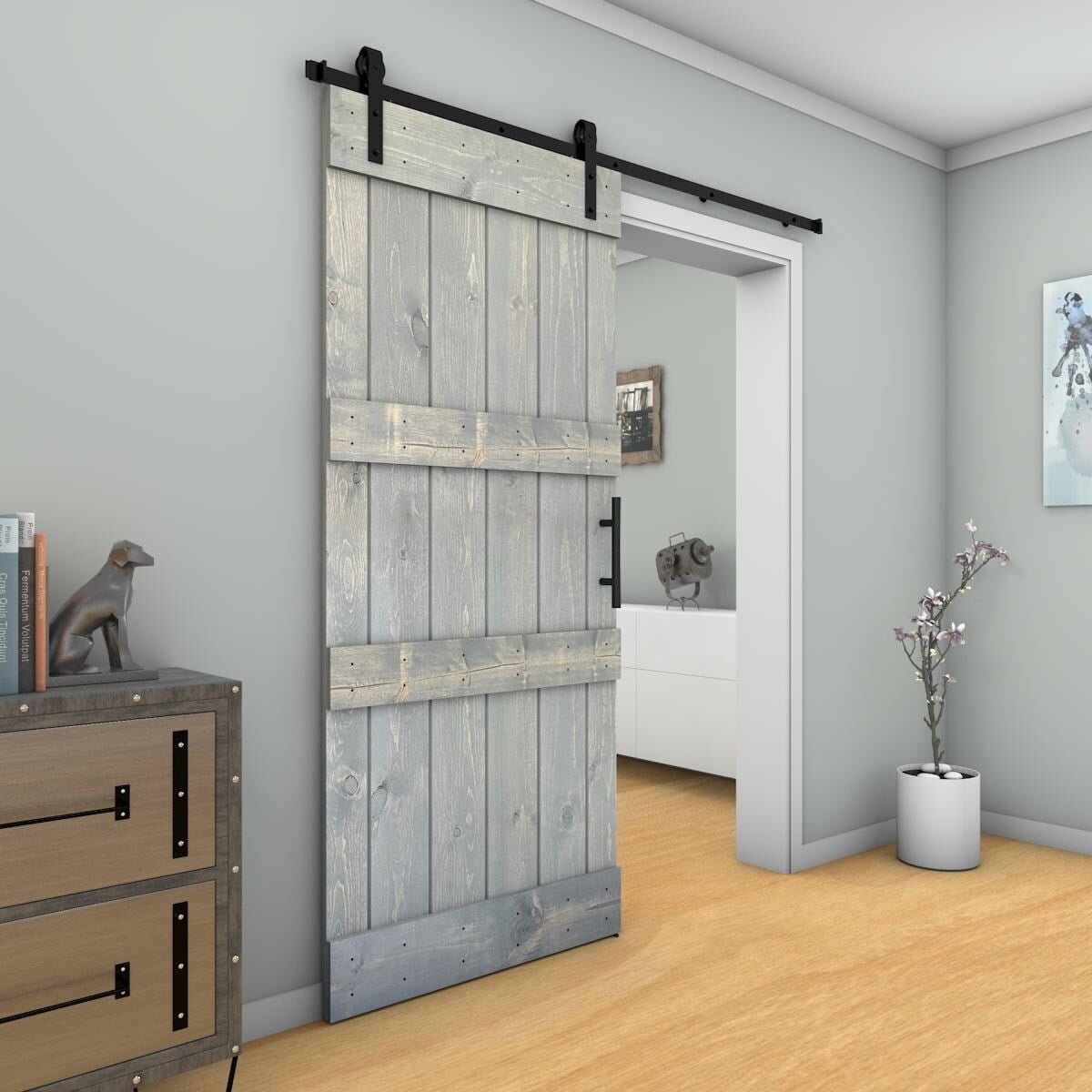 JM Barn Door With Solid Knotty Pine Paneled Wood and Hardware Kit(DIY ...