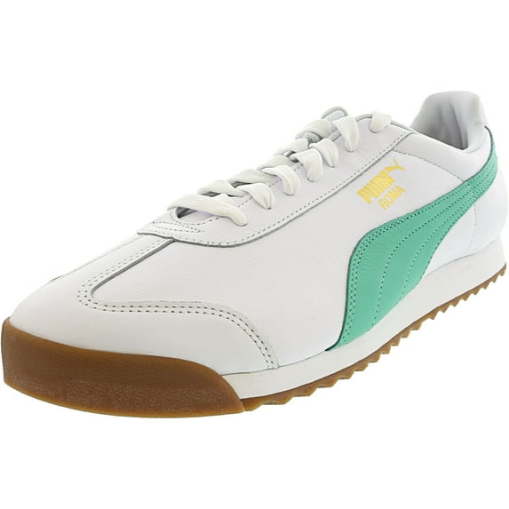 Puma Men's Roma Classic Gum White / Biscay Green Ankle-High Leather Sneaker - 10M