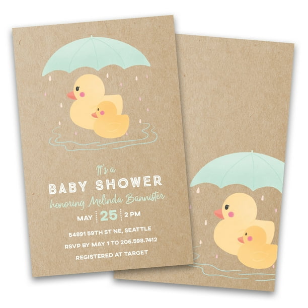 personalized mother duck and baby duck baby shower invitations