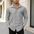 thumbnail image 2 of Cmfcve Button Down Shirts for Men Long Sleeve Solid Office Work Tops Lapel Collar Casual Loose Fit Classic Shirts, 2 of 7