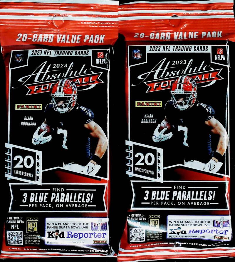 2023 Panini Absolute NFL Football Factory Sealed Cello Pack Lot of Two 20 Card Packs (40 Cards in all)