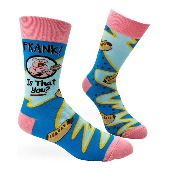 Fabdaz Funny Pig Barbecue with Saying Frank Is That You Men's Novelty Crew Socks