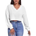 thumbnail image 5 of Sweaters For Women Spring And Autumn Solid Color V Neck Long Sleeve Casual Loose Navel Knitted Sweater Top 2Xl Womens Sweaters, 5 of 9