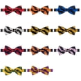 thumbnail image 3 of Jacob Alexander Stripe Woven Men's College Striped Pretied Bowtie - Orange Black, 3 of 3