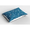 thumbnail image 2 of Ambesonne Nature Pillow Sham 2 Pack, Waves and Ships Cartoon, 30"x20", Petrol Blue Jade Green, 2 of 3