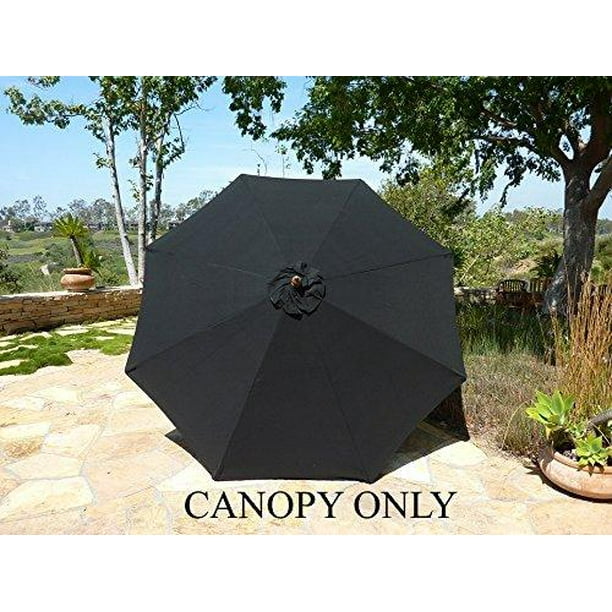 Covered Living Replacement Umbrella Canopy for 9ft 8 Ribs, Black Olefin