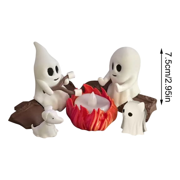 Ghost Campfire Gathering 2025 Ghost Campfire Gathering Nightlight Decor Halloween Ghost Figurine Faux Halloween Spooky Fire Night Light Birthday Gifts For Kids