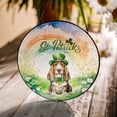 thumbnail image 3 of Happy St. Patrick’s Day Basset Hound with Green Hat Shamrocks Rainbow Stained Glass Suncatcher Bassets Dog Breed Lovers Gifts Idea Window Hanging Sign Decor - 03007, 3 of 5