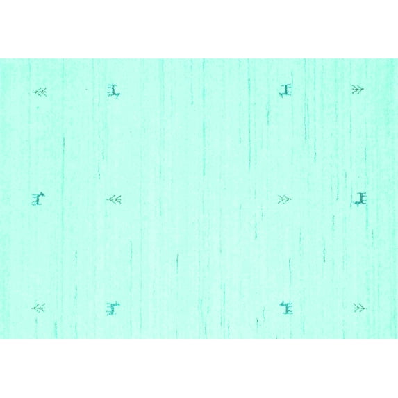 Ahgly Company Machine Washable Indoor Rectangle Solid Turquoise Blue Modern Area Rugs, 2' x 4'