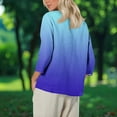 thumbnail image 5 of Kaemgyyd 3/4 Length Sleeve Tops for Women Casual Loose Fit Gradient Shirts Fashion Crew Neck Blouse Fall Clothing S-XXL, 5 of 7
