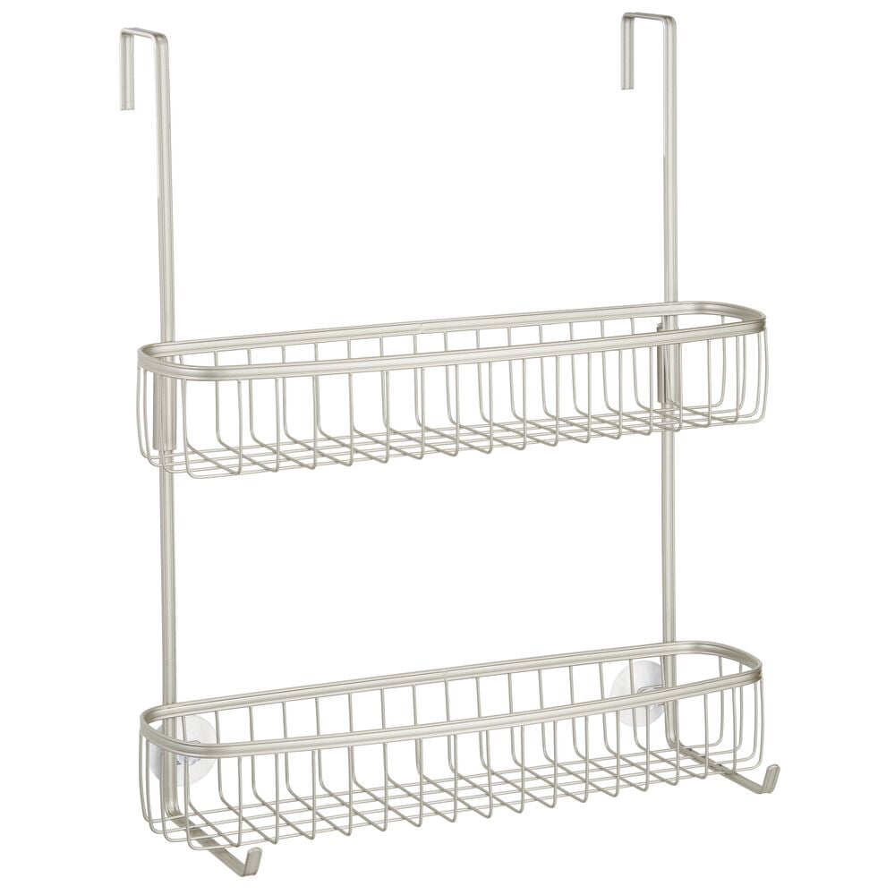 2-Tier Chrome Stainless Steel Over the Door/Shower Caddy with Soap Dish & Hooks 