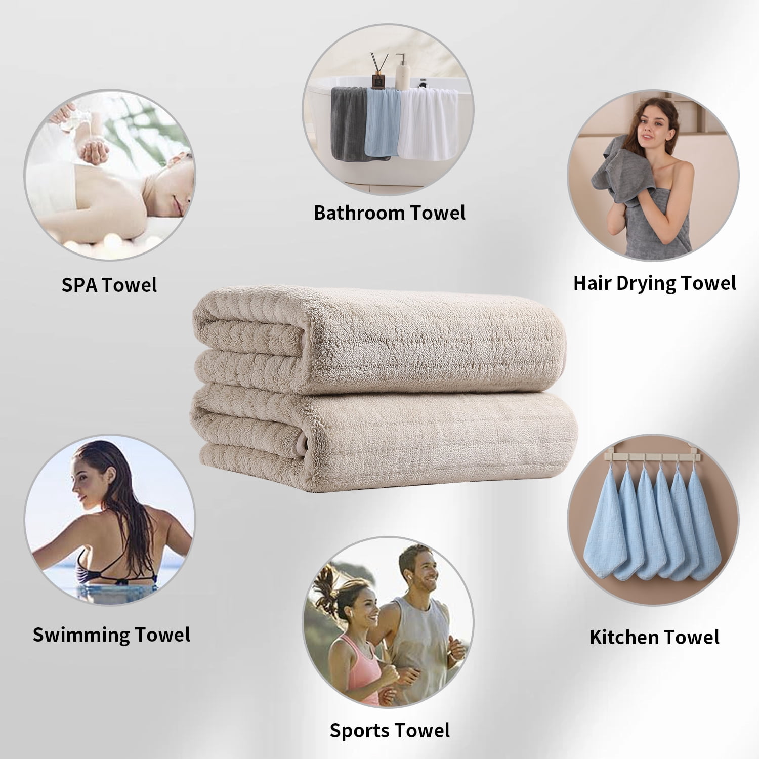 Covina Home 12 Pack Camel Hand Towel Set, Oversized Ultra Soft Microfiber Bathroom Bath Hand Towel Set Adult Luxury Lightweight Cozy Collection