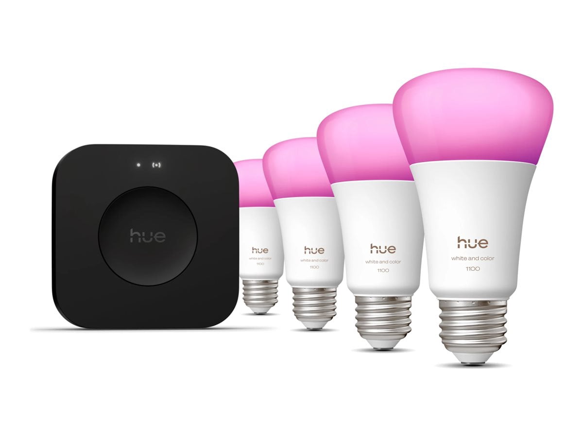 Philips Hue WCA 1100 Lumen A19 E26 4 Bulbs Kit with Bridge