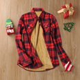 thumbnail image 2 of ZsaeSM Fleece Lined Plaid Shirts for Women Button Down Lapel Jacket with Chest Pockets Fall winter Warm Fashion Shirt Red M, 2 of 3