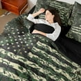 thumbnail image 4 of Feelyou Green Square Camo Twin Bedding Sets 7-Piece, Vintage US Flag Bedding Comforter Set, 4 of 8