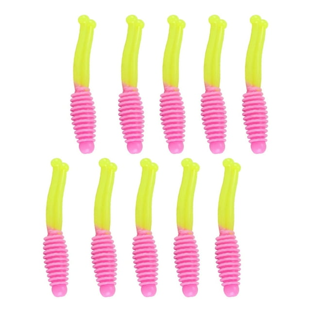 10x Luros de pesca suave Trapes Swimbaits, Twimbaits portátiles de dos colores Tail rosa y amarillo
