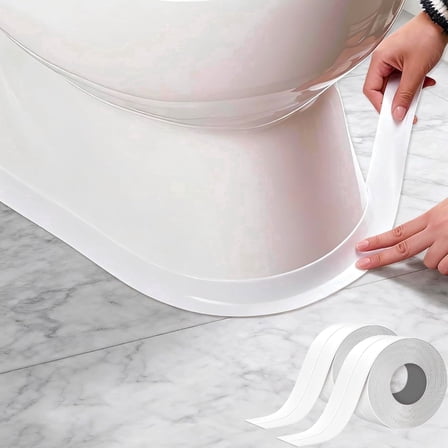 Caulk Tape Waterproof Adhesive, 2 Rolls Toilet Kitchen Caulk Sealing Strip, Bathtub Caulking Sealant Tape for Bathroom, Countertop, Sink, Floor Wall Edge Protector (1.5" x 10.5Ft)