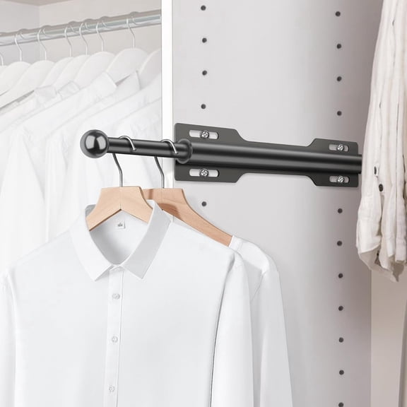 12-inch (approx. 30.5 cm) Telescoping Wardrobe Rod for Closet Storage (1-Pack, Black)