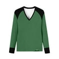 thumbnail image 4 of Women Long Sleeve T-Shirts Fall Tops Casual Colorblock Soft Tunic V Neck Basic Workout Clothes Fashion Outfits, 4 of 6