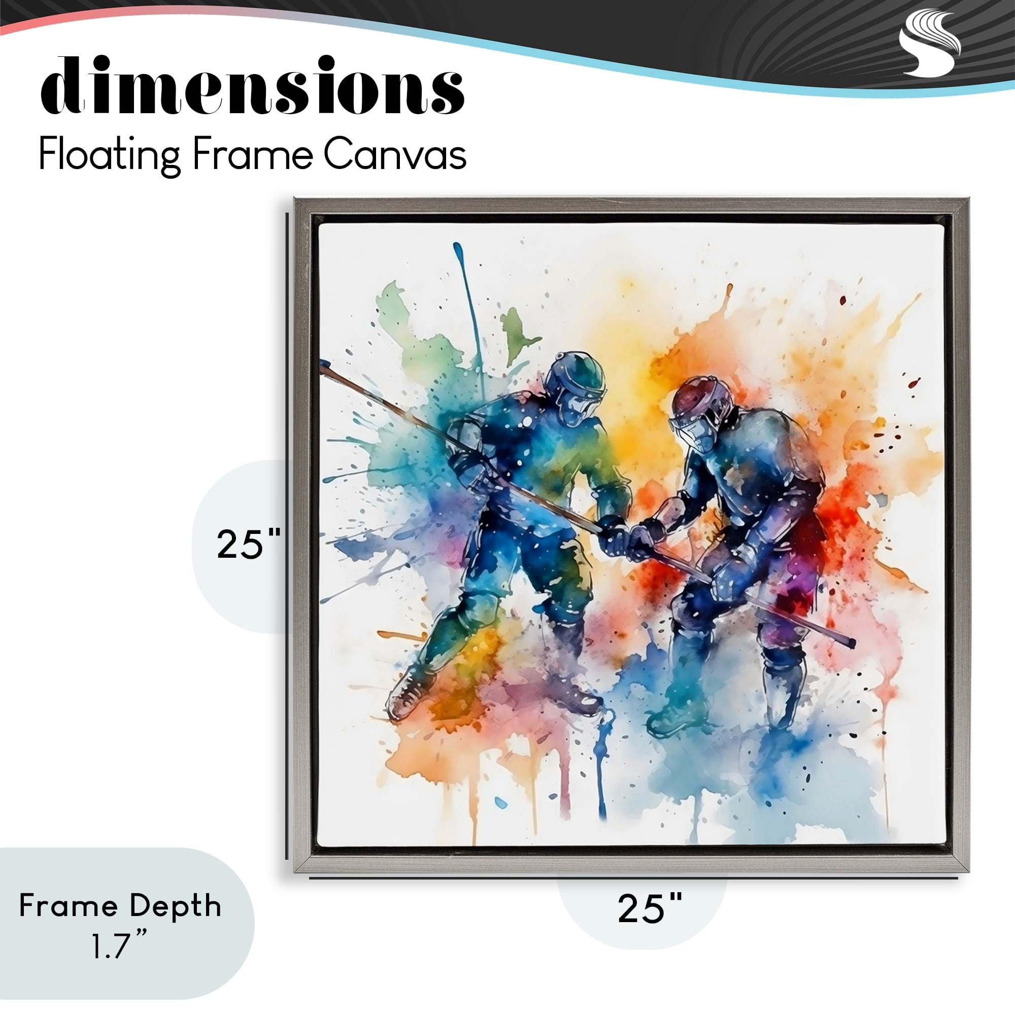 Stupell Industries Watercolor Hockey Faceoff Gray Framed Floater Canvas Wall Art, design by Creative Studio