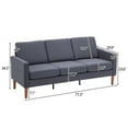 thumbnail image 3 of 71.3" Modular Sofa, Modern Linen Sofa Couch with Solid Wood Legs, Three Seat Without Chaise Concubine, 3-Seater Sofa with Side Pocket, Solid Wood Frame, for Home Living Room Bedroom, Dark Gray, 3 of 7