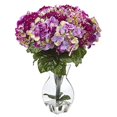 thumbnail image 1 of Nearly Natural 1368-BU Beauty Hydrangea with Teardrop Glass Vase,Pink, 1 of 1