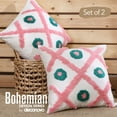 thumbnail image 2 of Deconovo 18 x 18 inch Cotton Linen Throw Pillow Covers, Boho Decorative Tufted Decorative Pillowcase, Set of 2, Pink and Green, 2 of 6