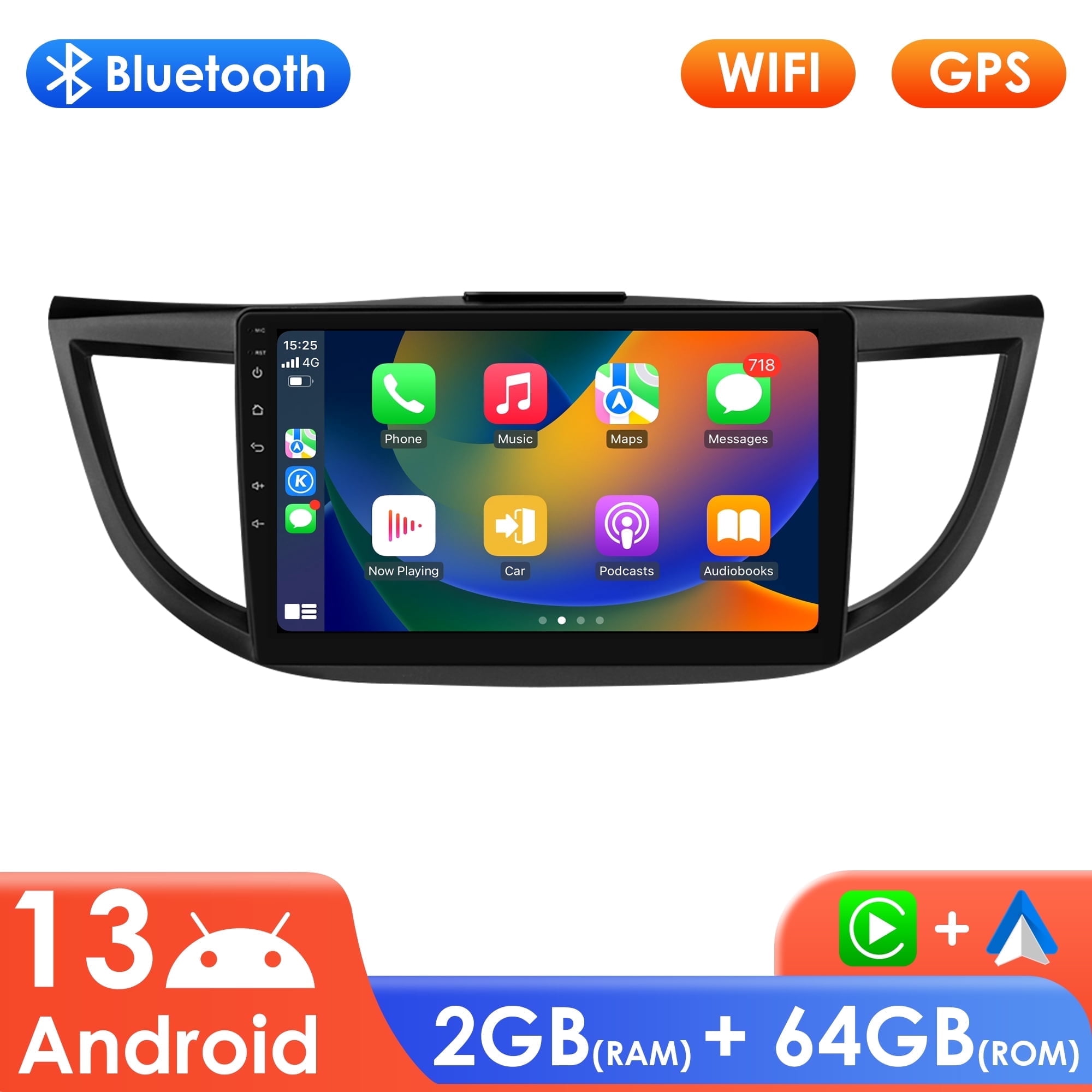 Ossuret 64GB Android 13 Bluetooth Apple CarPlay RDS AUX Car Stereo Radio Head Unit Multimedia GPS Navigation Player For Honda CRV CR-V 2012 2013 2014 2015 2016