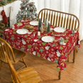 thumbnail image 2 of Christmas Tablecloth 60×120 Inch Rectangular, Gingerbread Man Glove Trees Snowman Red Washable Table Cover for Party Picnic Dinner Decor, 2 of 6