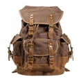 thumbnail image 3 of Mochila de lona resistente al desgaste para exteriores, mochila informal de gran capacidad para adultos, mochila de viaje para escalada de montaña Café, 3 of 8