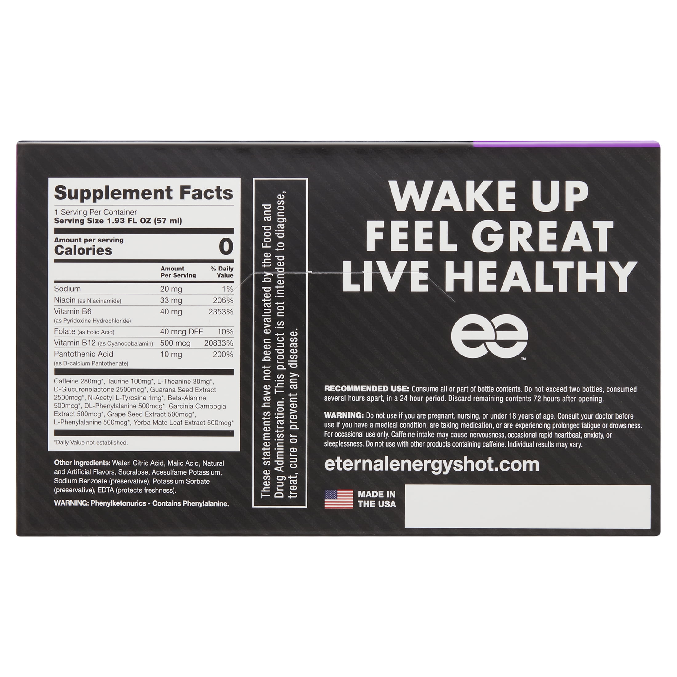 Eternal Energy Shot Extra Strength with Antioxidants Grape Flavor Dietary Supplement 12 Count