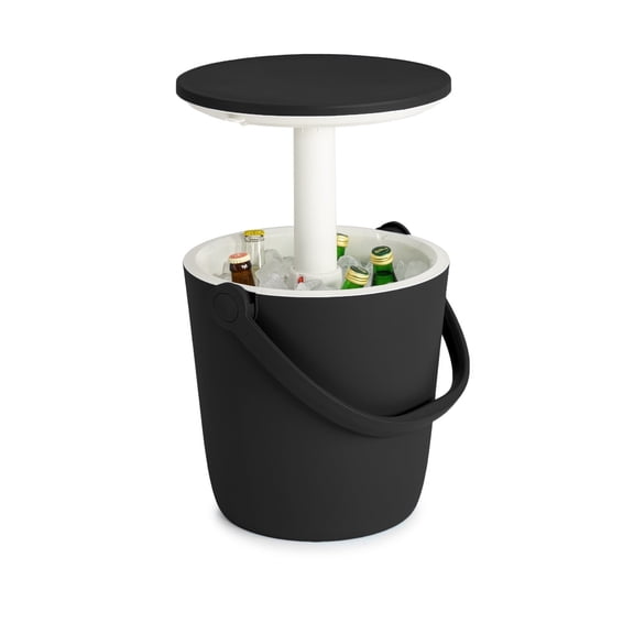 Keter Go Bar 16.8 QT Durable Ice Chest Cooler Portable 2in 1 Picnic Table with Beer and Wine Cooler with Carrying Handle , Graphite