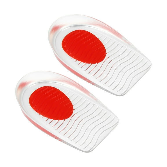 Unique Bargains Silicone Heel Support Cup Pads Silicone Cushion Orthotic Insole Ripple Pattern Red Size 40-46 2Pcs