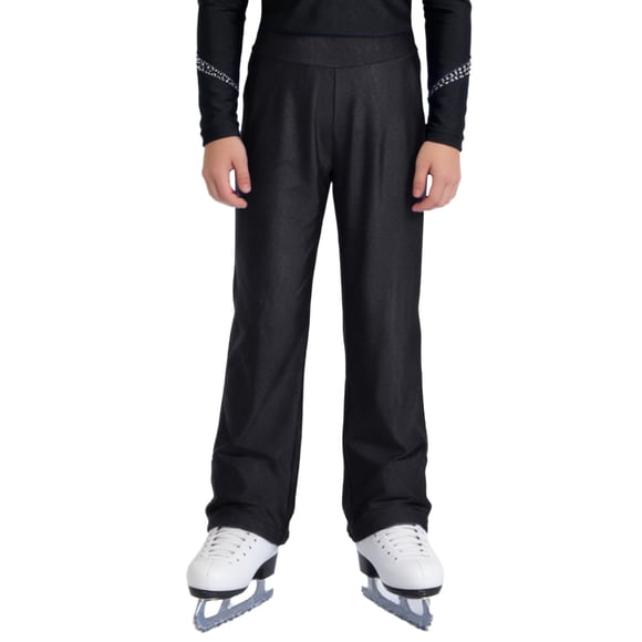 Rswnyirn Kids Boys Roller Skating Pants Solid Color Straight-Leg Figure Skating Pants for Stage Performance Black 6