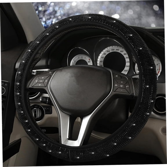 Bling Car Steering Wheel Cover 15 Inch Sparkly Rhinestone Steering Wheel Cover for Women Car Wheel Protector Universal Glitter Steering Wheel Cover