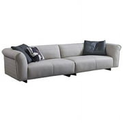 American Eagle Furniture 2-Piece Genuine Leather & Metal Sofa in Light Gray