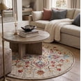 thumbnail image 2 of Ox Bay Talia 6' Round Beige Medallion Wool Indoor Area Rug, 2 of 7