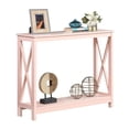 thumbnail image 3 of Pemberly Row Console Table with Shelf in Light Pink Wood Finish, 3 of 5