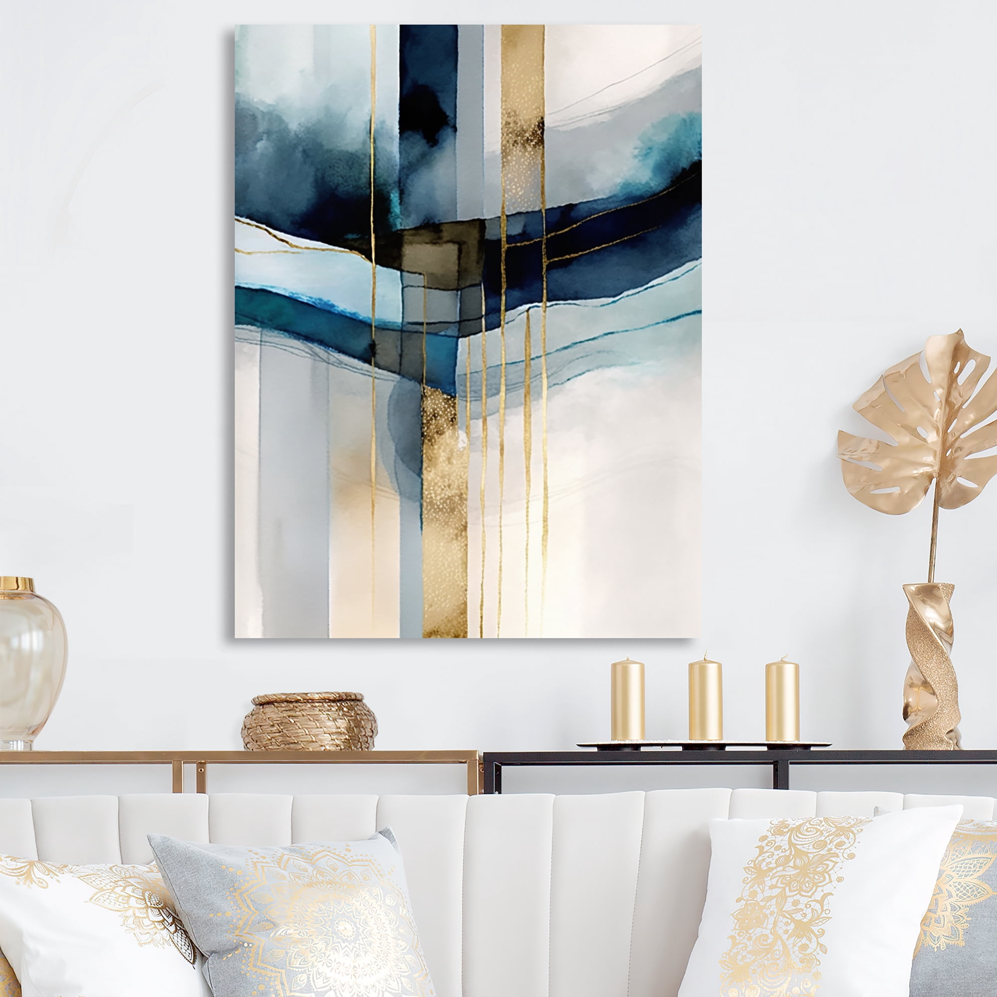Designart Abstract Transitional Modern Shapes V Canvas Wall Art