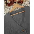 thumbnail image 6 of Women's Plus Size Casual Gray V-Neck Ribbed Knit Cardigan - Long Sleeve, Button-Down, Fall & Winter Sizes 0XL-5XL, 6 of 8