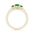 thumbnail image 2 of ANGARA Natural Three Stone Emerald Engagement Ring with Diamond Accents in 14K Yellow Gold for Women (Size-6x4mm) | May Birthstone, Anniversary, Jewelry Gift for Women | Natural Emerald Ring, 2 of 9