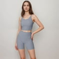 thumbnail image 3 of Women's Scoop Neck Cropped Activewear Tank Top with Wide Straps and Clean Hem Detail - Small, Gray, 3 of 5