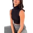 thumbnail image 4 of BEAFNKSG Women Turtleneck Crop Tank Tops Sleeveless Ribbed Knit Slim Camisole Pullover Sweater Vest, 4 of 7