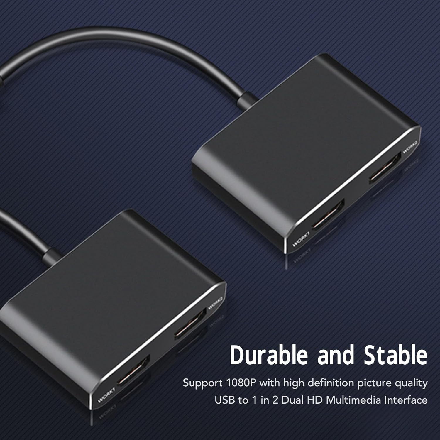 USB 3.0 To Dual HD Adapter, External Video Graphics Card HD Dual Monitor Display Adapter 1920x1080P 5Gbps USB C Splitter 2 Monitor Extended Display for PC Laptop