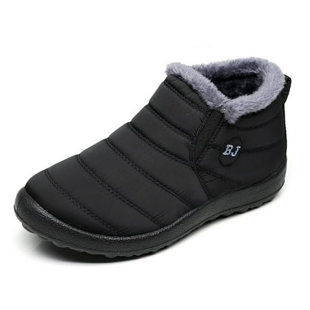 Mens/Women Winter Anti-Slip Ankle Snow Booties Waterproof Slip On Warm Fur Lined